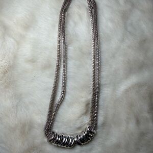 Elegant Silver Necklace with Ring Accents